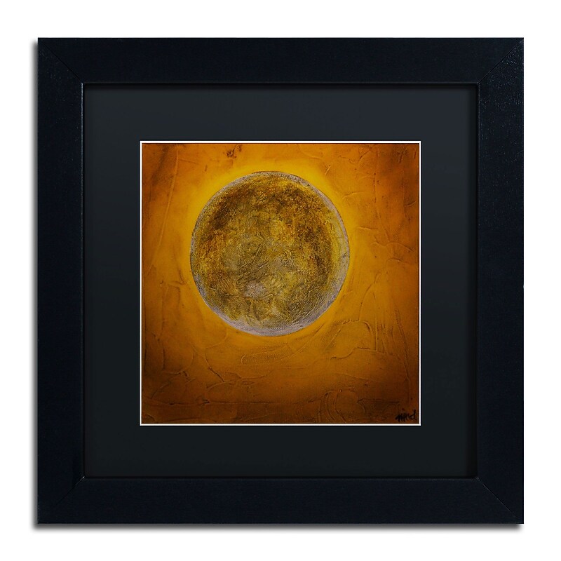 Trademark Nicole Dietz "Moon on Yellow" Art, Black Matte With Black Frame, 11" x 11" image 1