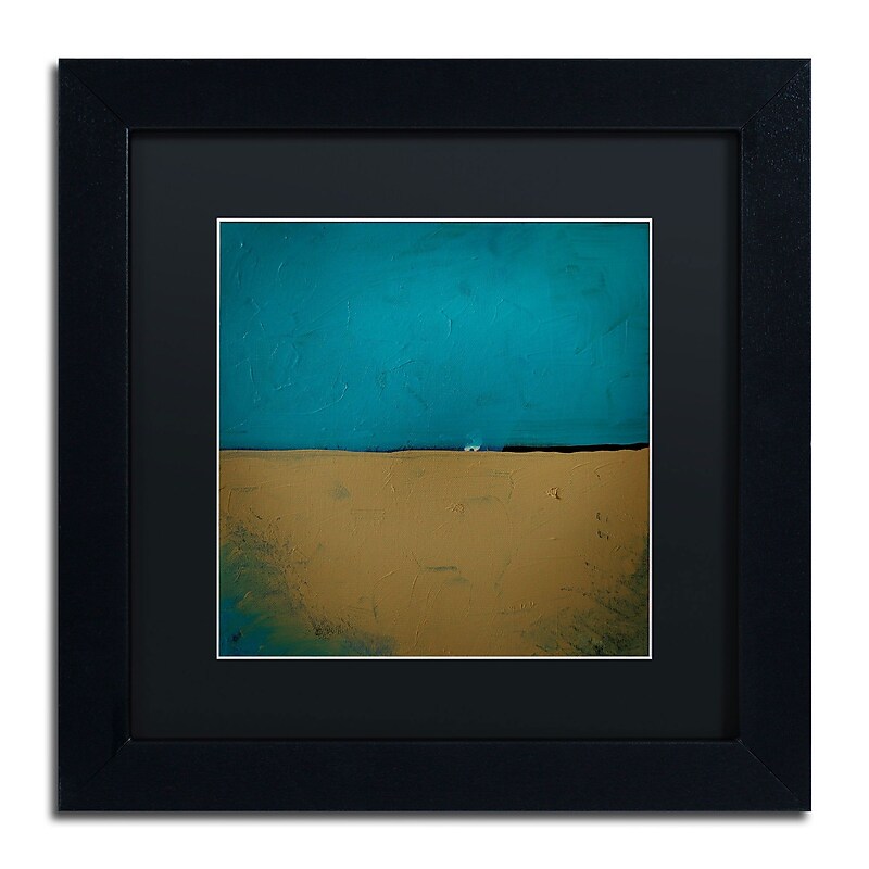 Trademark Nicole Dietz "Teal Horizon" Art, Black Matte With Black Frame, 11" x 11" image 1