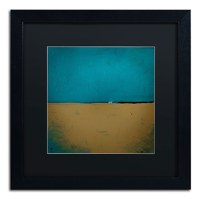 Trademark Nicole Dietz "Teal Horizon" Art, Black Matte With Black Frame, 16" x 16" image 1