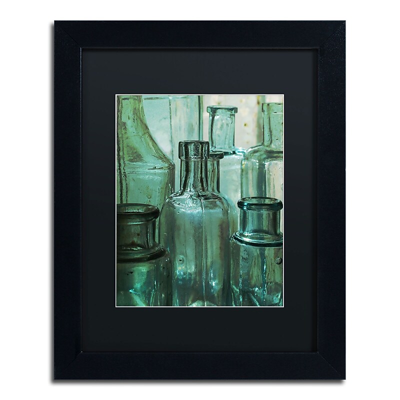 Trademark Patty Tuggle "Antique Bottles" Art, Black Matte With Black Frame, 11" x 14" image 1