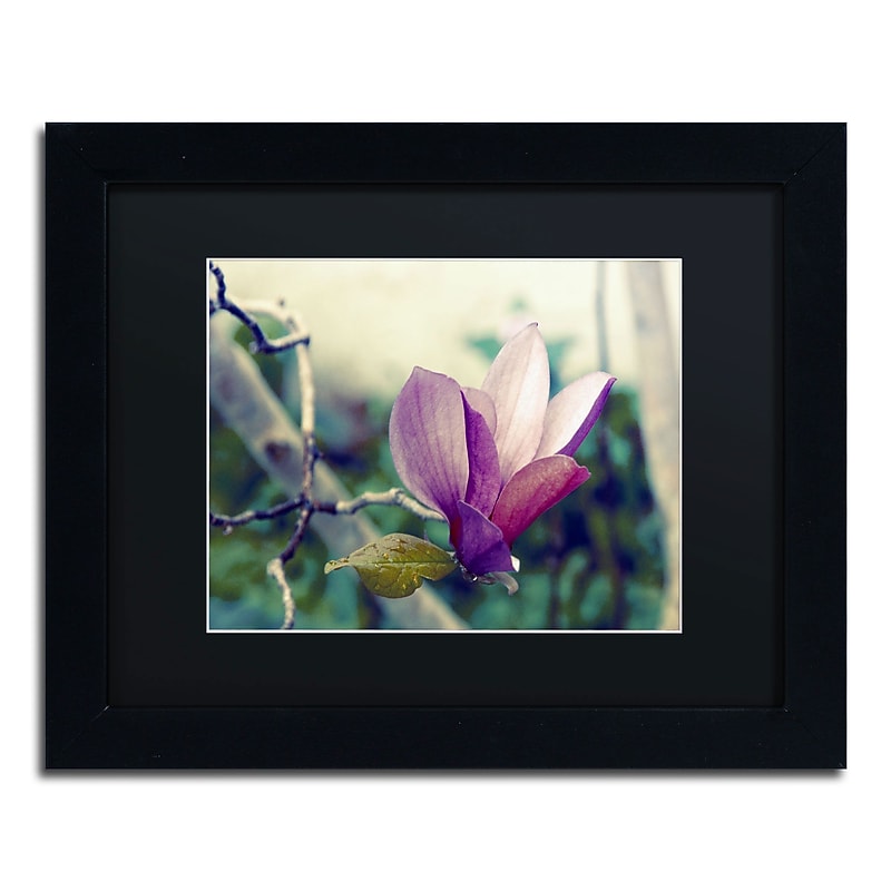 Trademark Patty Tuggle "Pink Magnolia" Art, Black Matte With Black Frame, 11" x 14" image 1