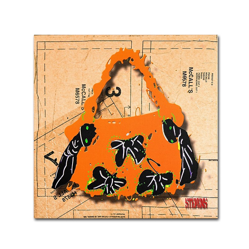 Trademark Roderick Stevens "Bow Purse Black on Orange" Gallery-Wrapped Canvas Art, 18" x 18" image 1