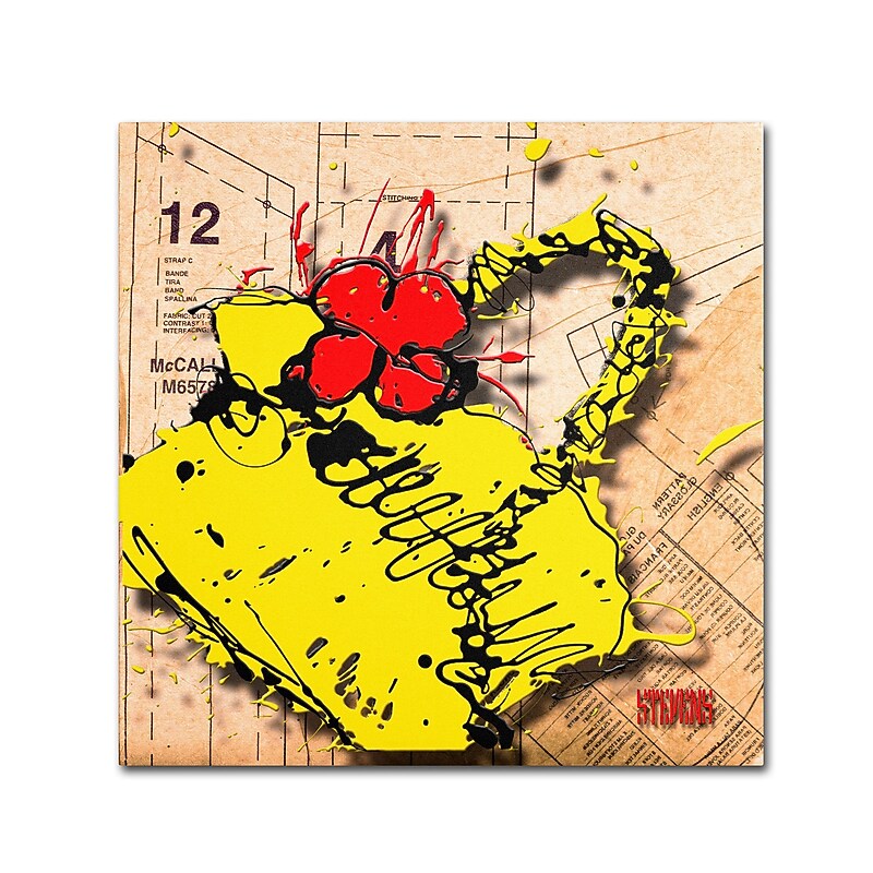 Trademark Roderick Stevens "Flower Purse Red on Yellow" Gallery-Wrapped Canvas Art, 35" x 35" image 1