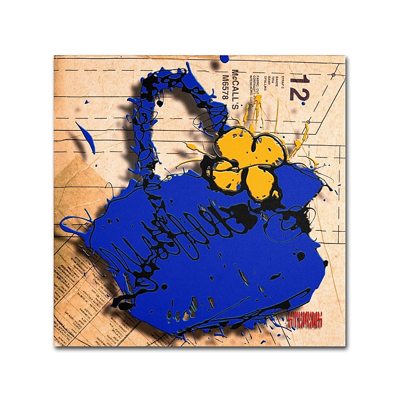 Trademark Roderick Stevens "Flower Purse Yellow on Blue" Gallery-Wrapped Canvas Art, 24" x 24" image 1