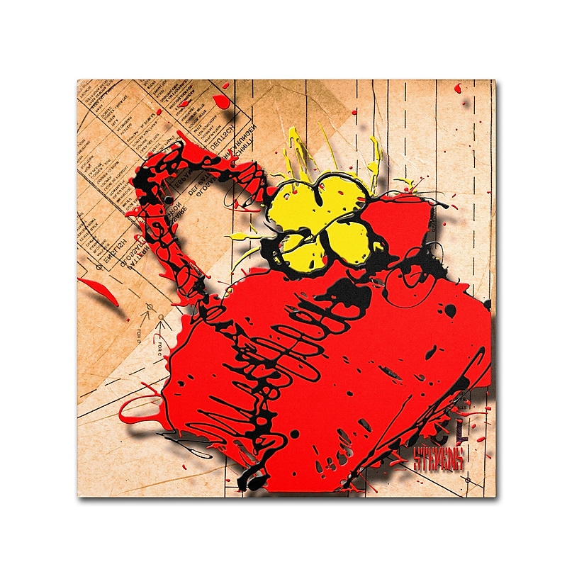 Trademark Roderick Stevens "Flower Purse Yellow on Red" Gallery-Wrapped Canvas Art, 35" x 35" image 1