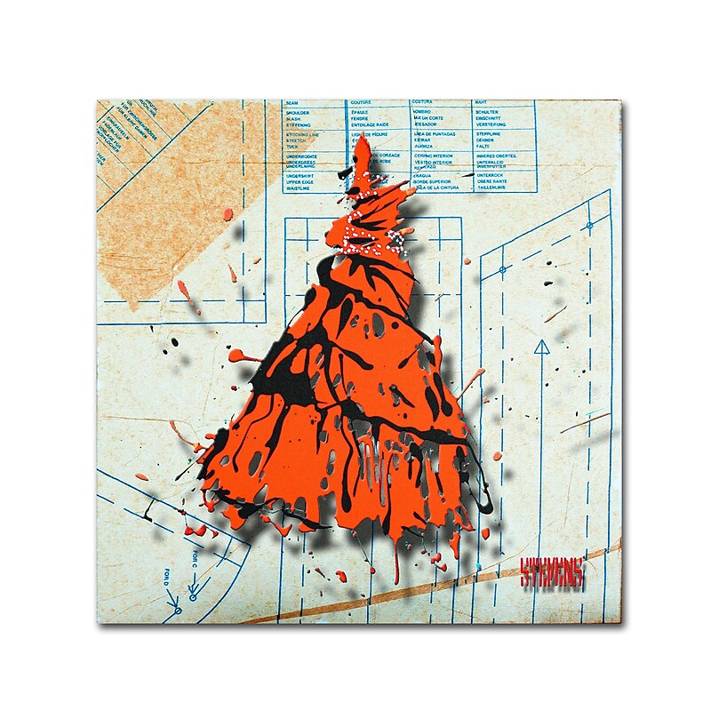 Trademark Roderick Stevens "Shoulder Dress Orange n Black" Gallery-Wrapped Canvas Art, 24" x 24" image 1