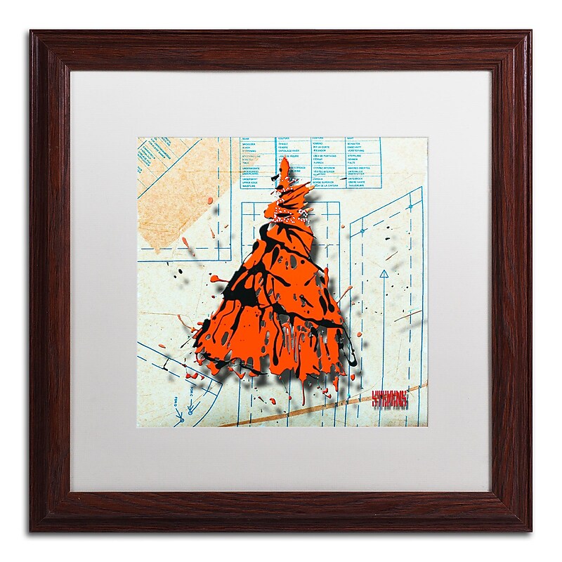 Trademark Roderick Stevens "Shoulder Dress Orange n Black" Art, White Matte W/Wood Frame, 16" x 16" image 1