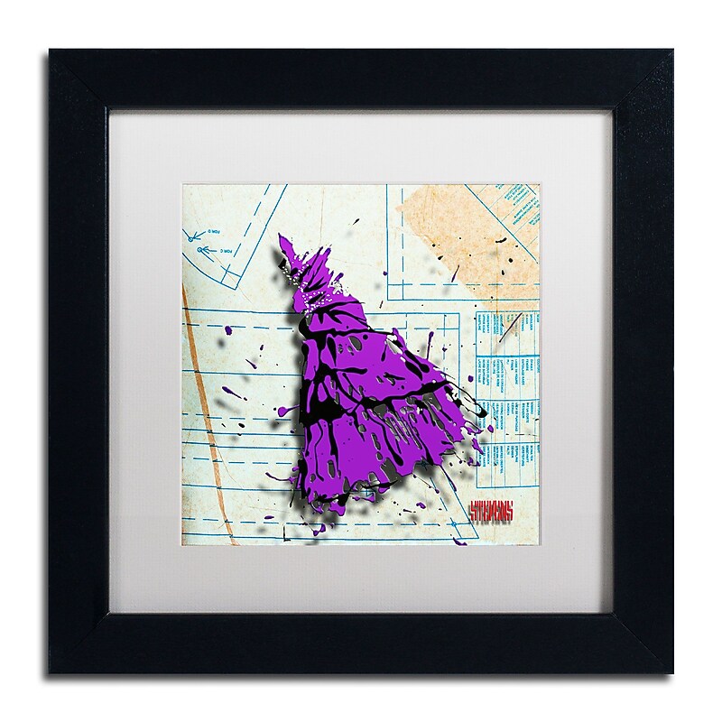 Trademark Roderick Stevens "Shoulder Dress Purple n Black" Art, White Matte W/Black Frame, 11" x 11" image 1