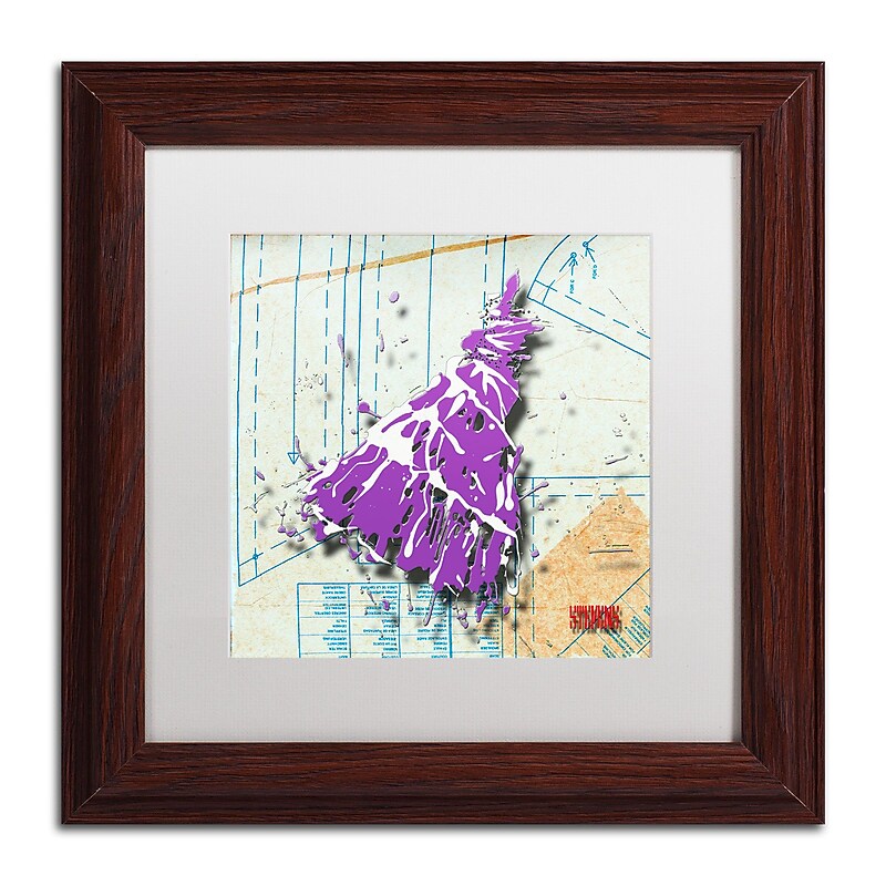Trademark Roderick Stevens "Shoulder Dress Purple n White" Art, White Matte W/Wood Frame, 11" x 11" image 1