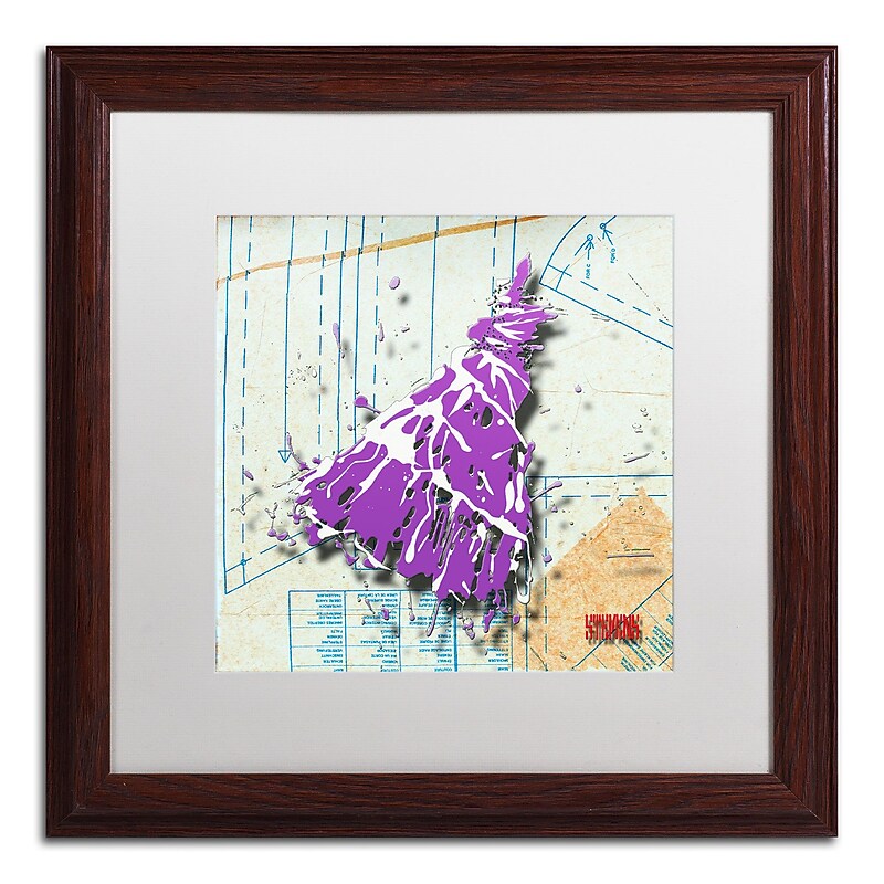 Trademark Roderick Stevens "Shoulder Dress Purple n White" Art, White Matte W/Wood Frame, 16" x 16" image 1