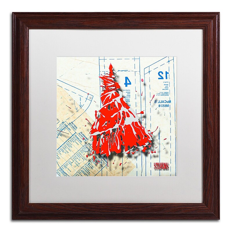Trademark Roderick Stevens "Shoulder Dress Red n White" Art, White Matte W/Wood Frame, 16" x 16" image 1