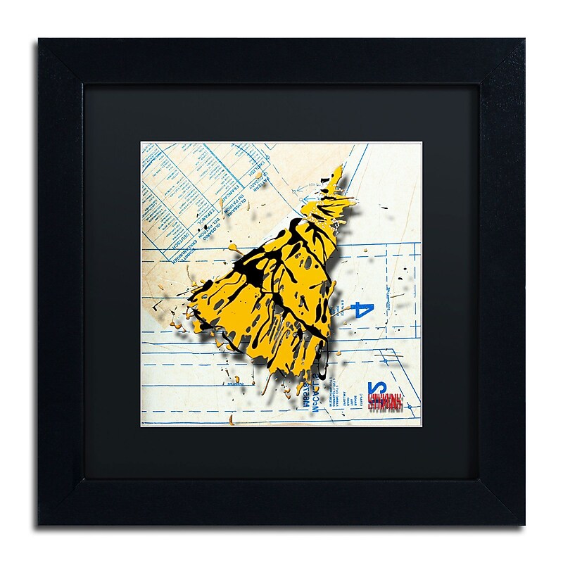 Trademark Roderick Stevens "Shoulder Dress Yellow n Black" Art, Black Matte W/Black Frame, 11" x 11" image 1