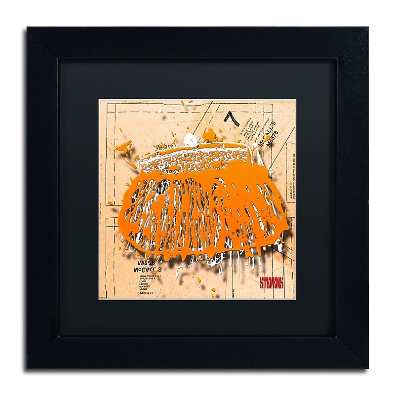 Trademark Roderick Stevens "Snap Purse Orange" Art, Black Matte With Black Frame, 11" x 11" image 1