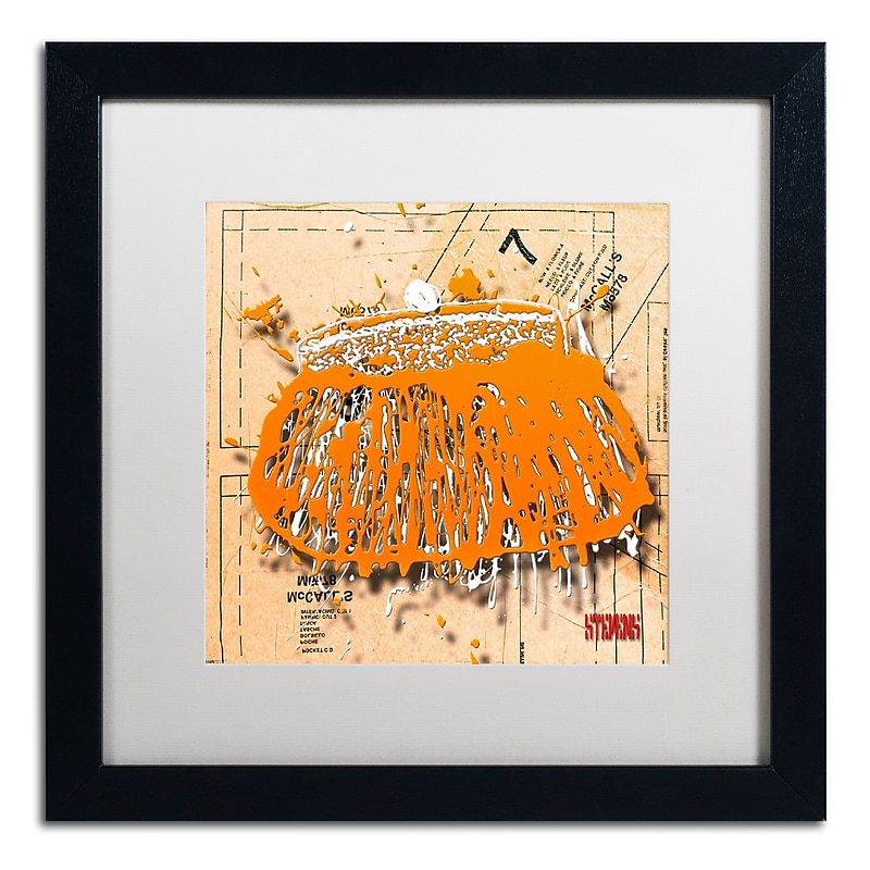 Trademark Roderick Stevens "Snap Purse Orange" Art, White Matte With Black Frame, 16" x 16" image 1