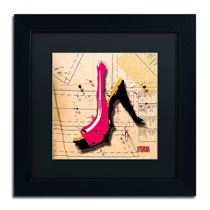 Trademark Roderick Stevens "Suede Heel Pink" Art, Black Matte With Black Frame, 11" x 11" image 1