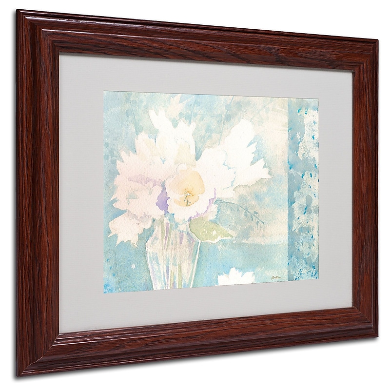 Trademark Sheila Golden "White and Teal Composition" Art, White Matte With Wood Frame, 11" x 14" image 1
