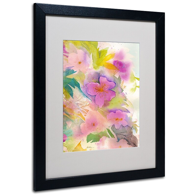 Trademark Sheila Golden "Cascade" Art, White Matte With Black Frame, 16" x 20" image 1
