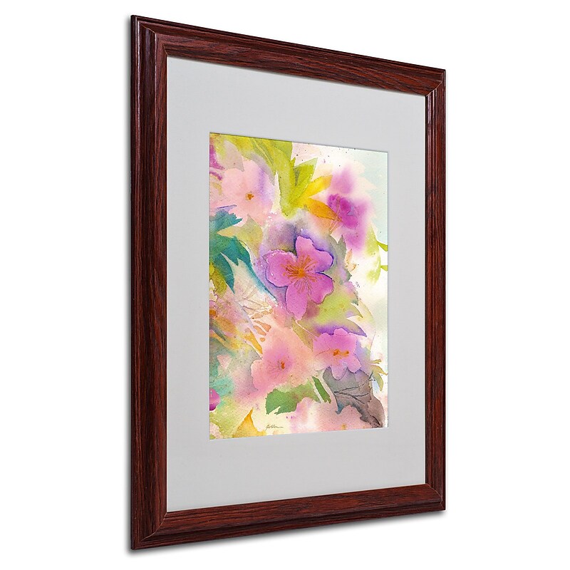 Trademark Sheila Golden "Cascade" Art, White Matte With Wood Frame, 16" x 20" image 1