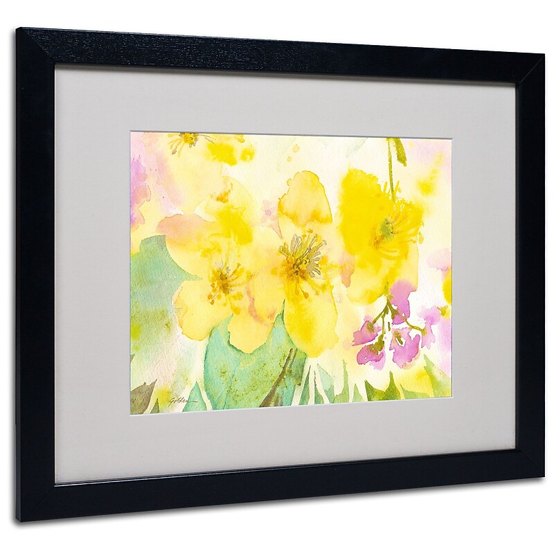 Trademark Sheila Golden "Yellow Trio" Art, White Matte With Black Frame, 16" x 20" image 1