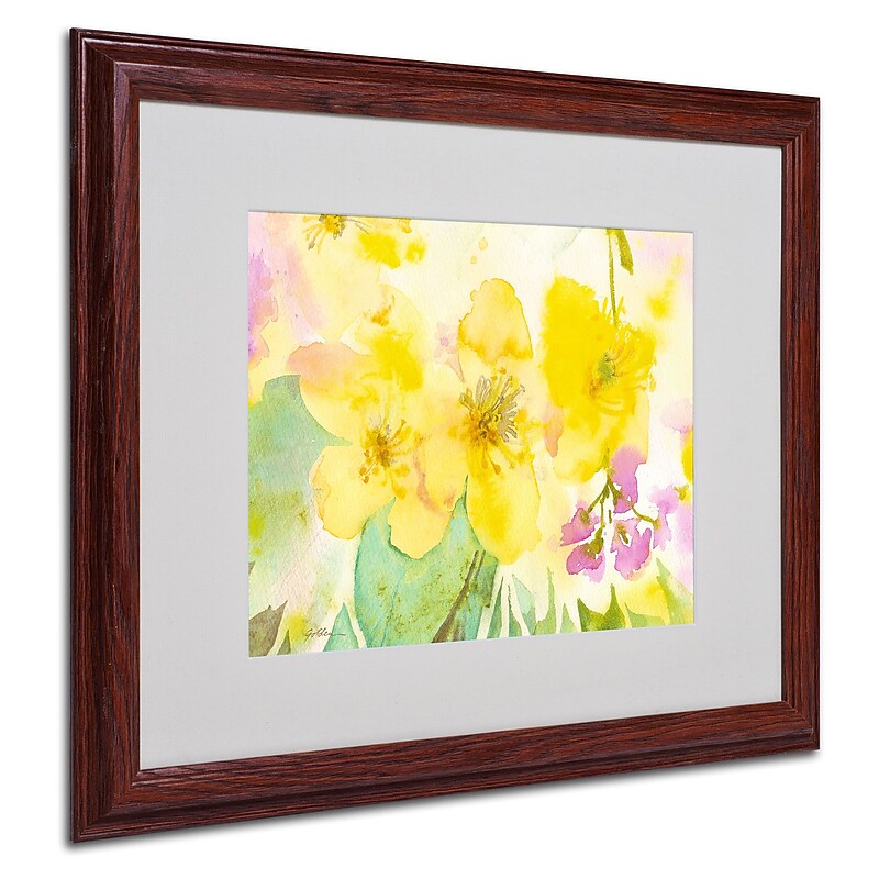 Trademark Sheila Golden "Yellow Trio" Art, White Matte With Wood Frame, 16" x 20" image 1