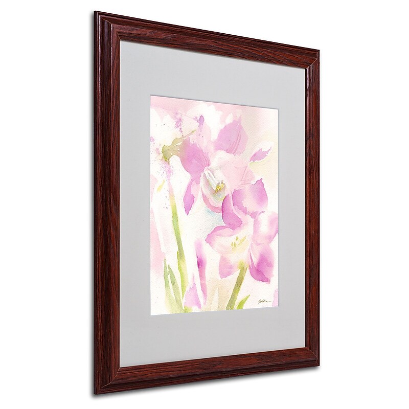 Trademark Sheila Golden "Amaryllis Blossoming" Art, White Matte With Wood Frame, 16" x 20" image 1
