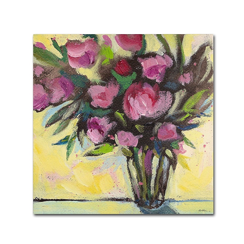 Trademark Sheila Golden "Pink Floral Bouquet" Gallery-Wrapped Canvas Art, 35" x 35" image 1