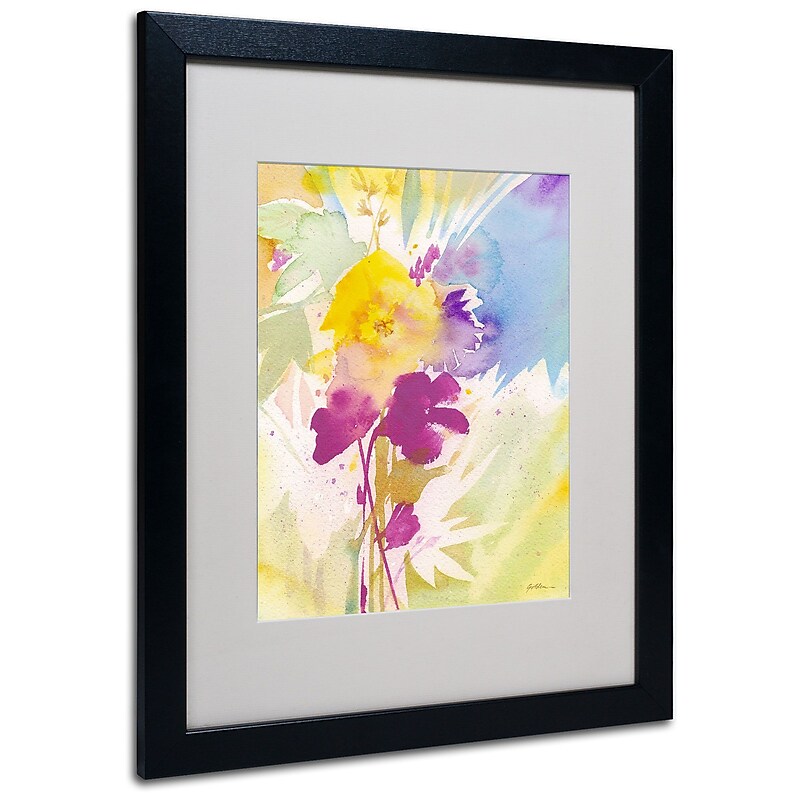 Trademark Sheila Golden "Wildflower Bouquet 2" Art, White Matte With Black Frame, 16" x 20" image 1