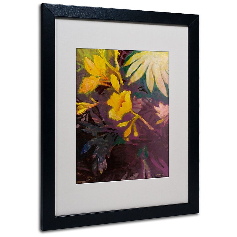 Trademark Sheila Golden "Tropical Evening" Art, White Matte With Black Frame, 16" x 20" image 1