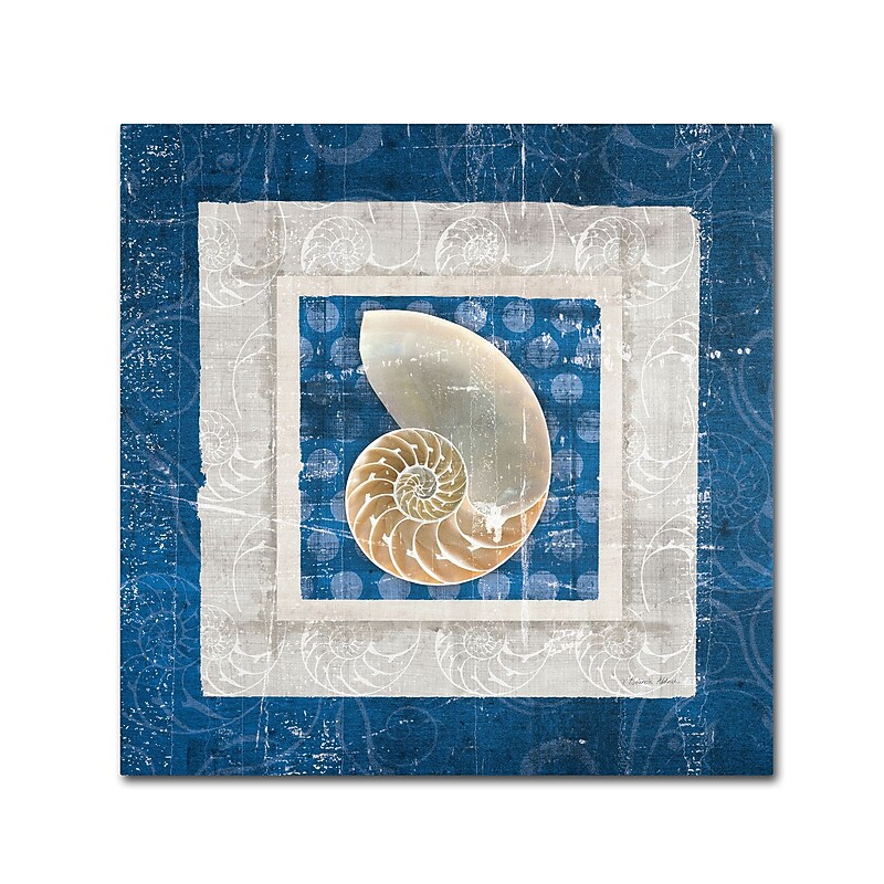 Trademark Belinda Aldrich "Sea Shell II on Blue" Gallery-Wrapped Canvas Art, 35" x 35" image 1