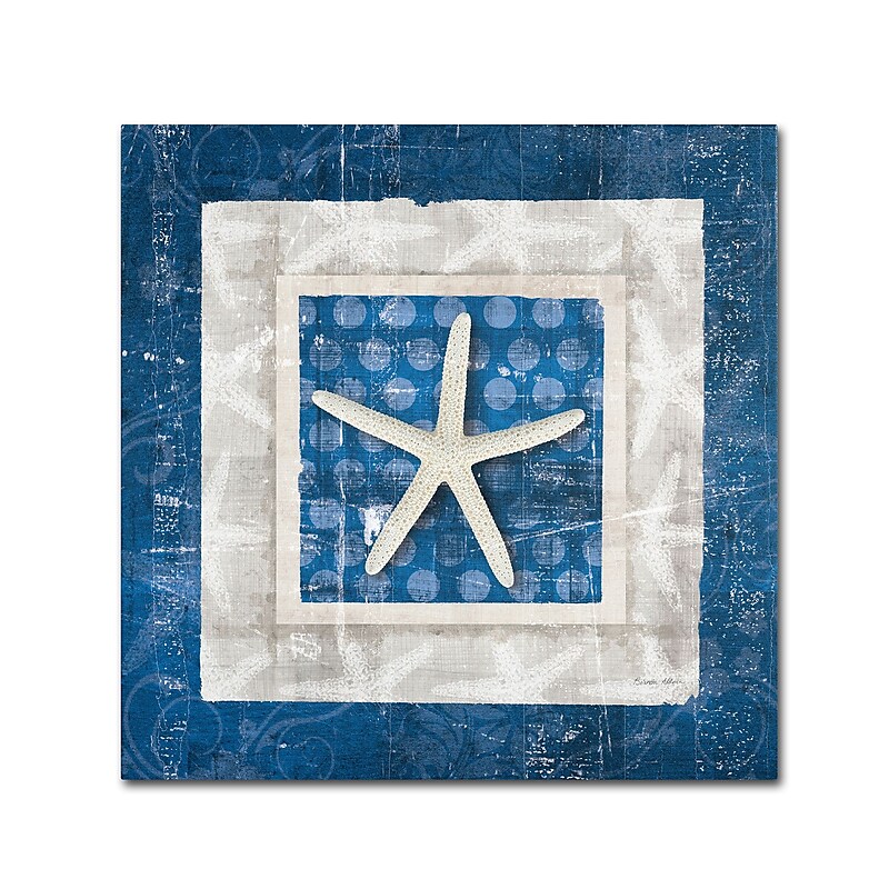 Trademark Belinda Aldrich "Sea Shell IV on Blue" Gallery-Wrapped Canvas Art, 24" x 24" image 1