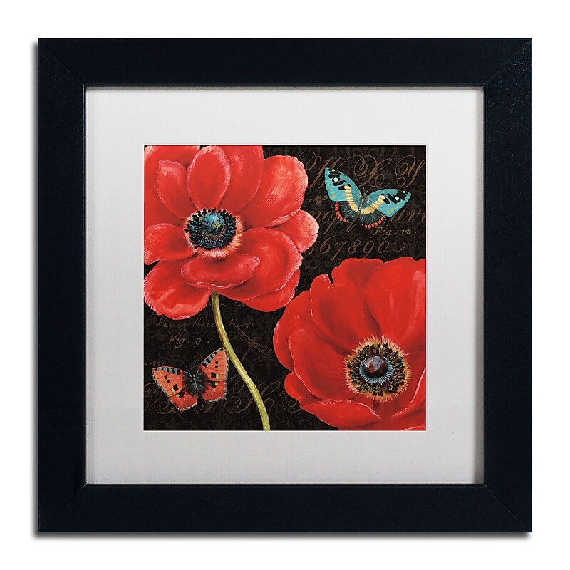 Trademark Daphne Brissonnet "Petals and Wings II" Art, White Matte W/Black Frame, 11" x 11" image 1