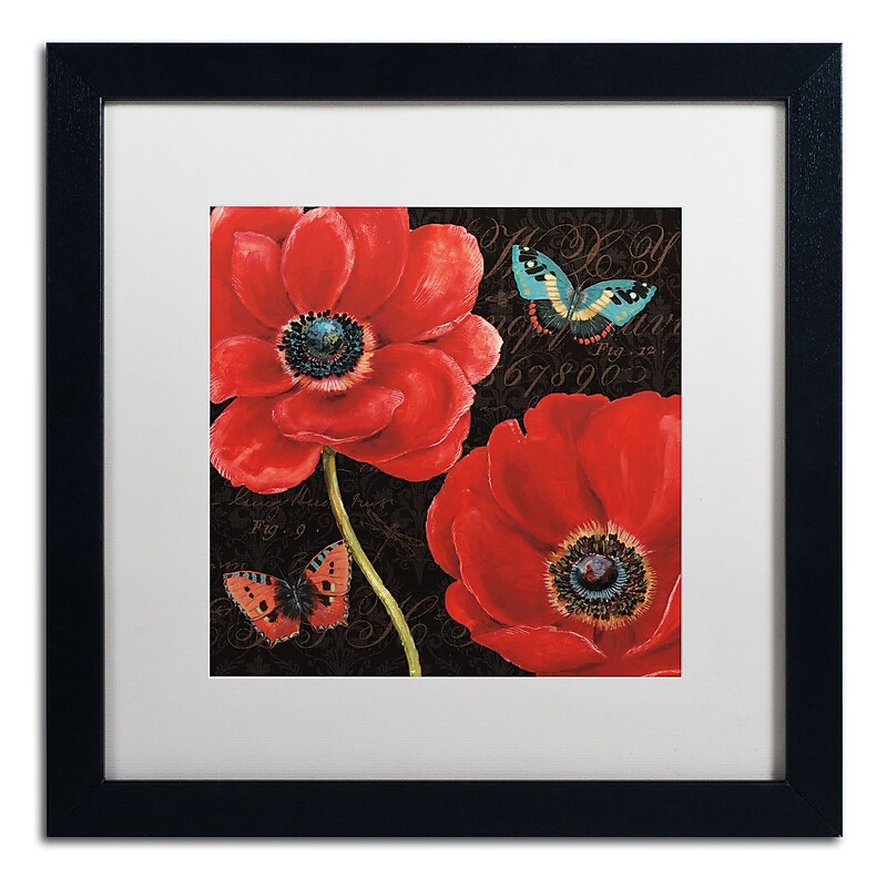 Trademark Daphne Brissonnet "Petals and Wings II" Art, White Matte W/Black Frame, 16" x 16" image 1