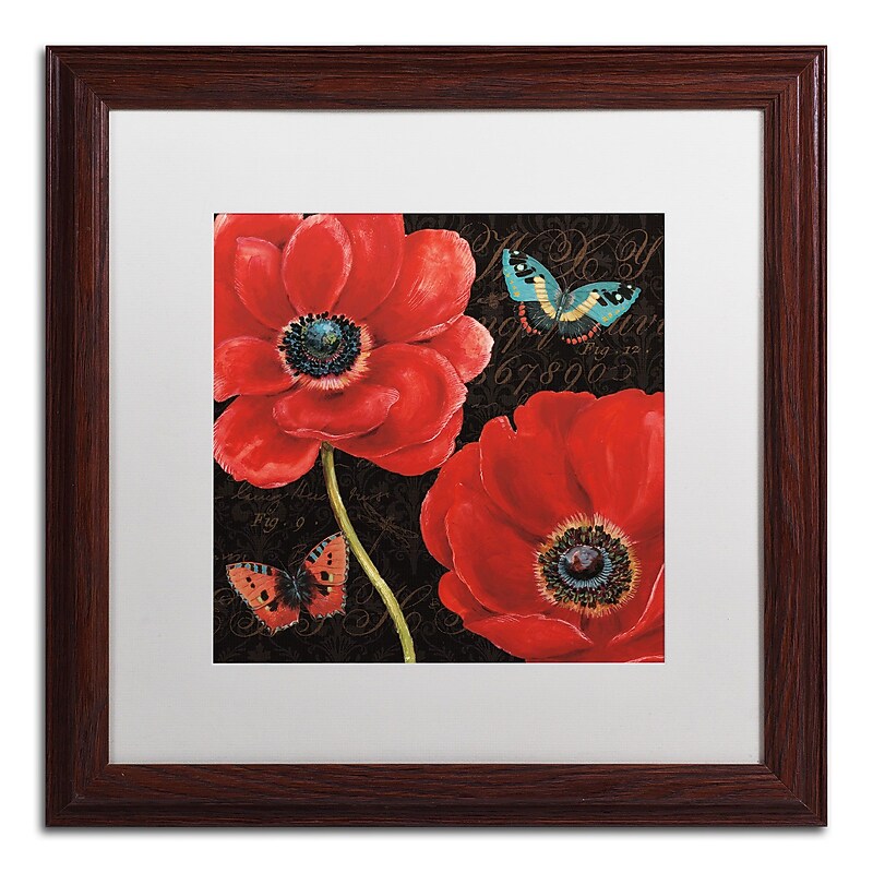 Trademark Daphne Brissonnet "Petals and Wings II" Art, White Matte W/Wood Frame, 16" x 16" image 1