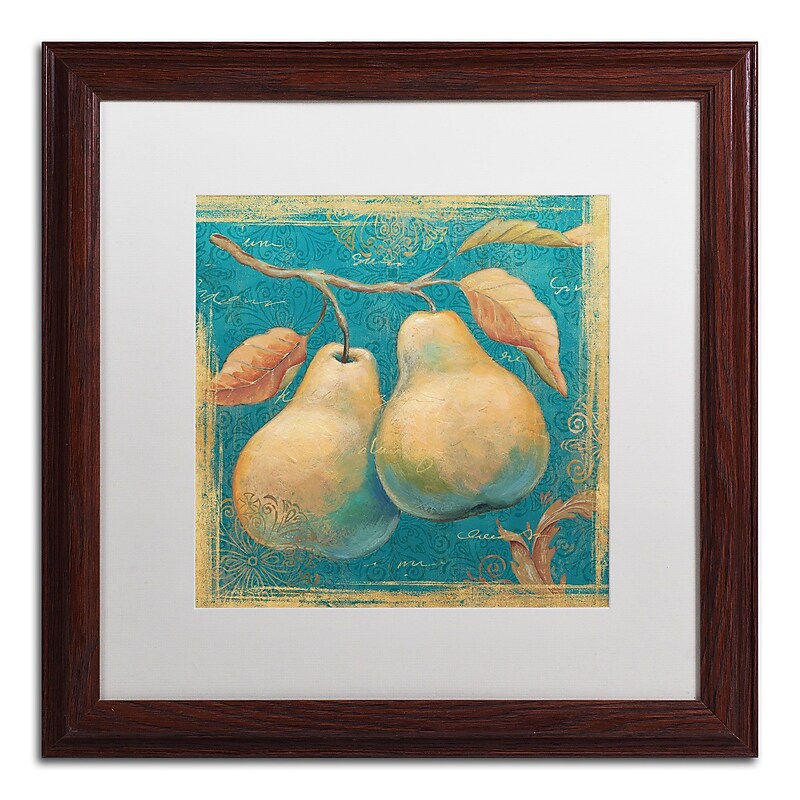 Trademark Daphne Brissonnet "Lovely Fruits I" Art, White Matte W/Wood Frame, 16" x 16" image 1
