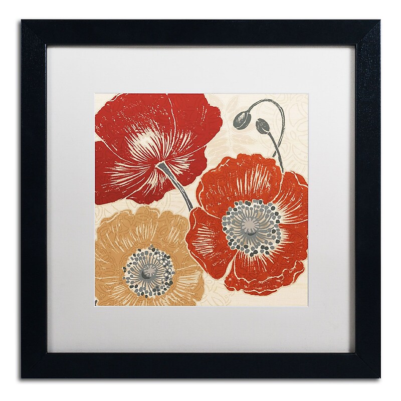 Trademark Daphne Brissonnet "A Poppy's Touch II" Art, White Matte W/Black Frame, 16" x 16" image 1