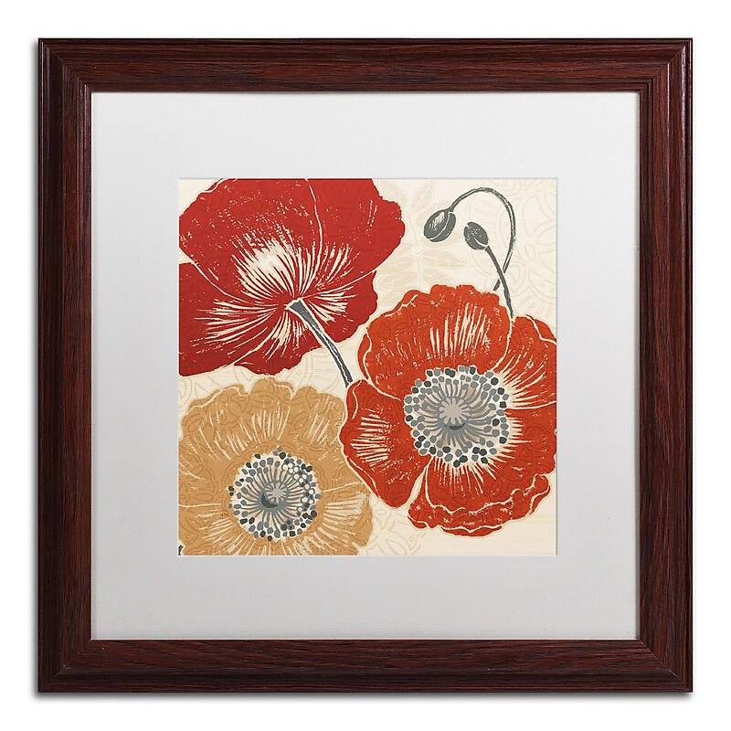 Trademark Daphne Brissonnet "A Poppy's Touch II" Art, White Matte W/Wood Frame, 16" x 16" image 1