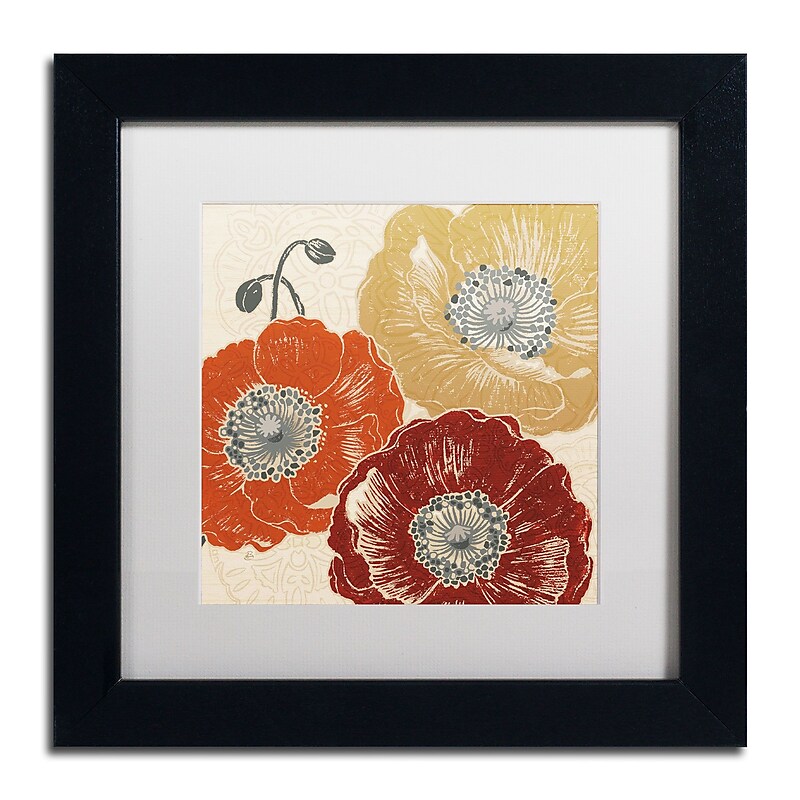 Trademark Daphne Brissonnet "A Poppy's Touch III" Art, White Matte W/Black Frame, 11" x 11" image 1