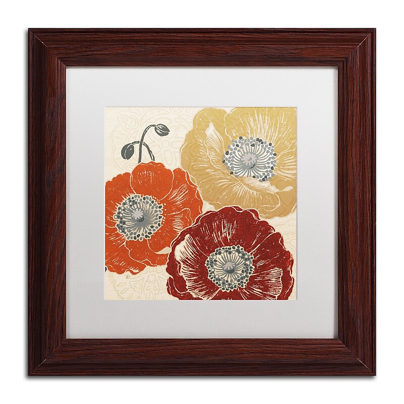 Trademark Daphne Brissonnet "A Poppy's Touch III" Art, White Matte W/Wood Frame, 11" x 11" image 1
