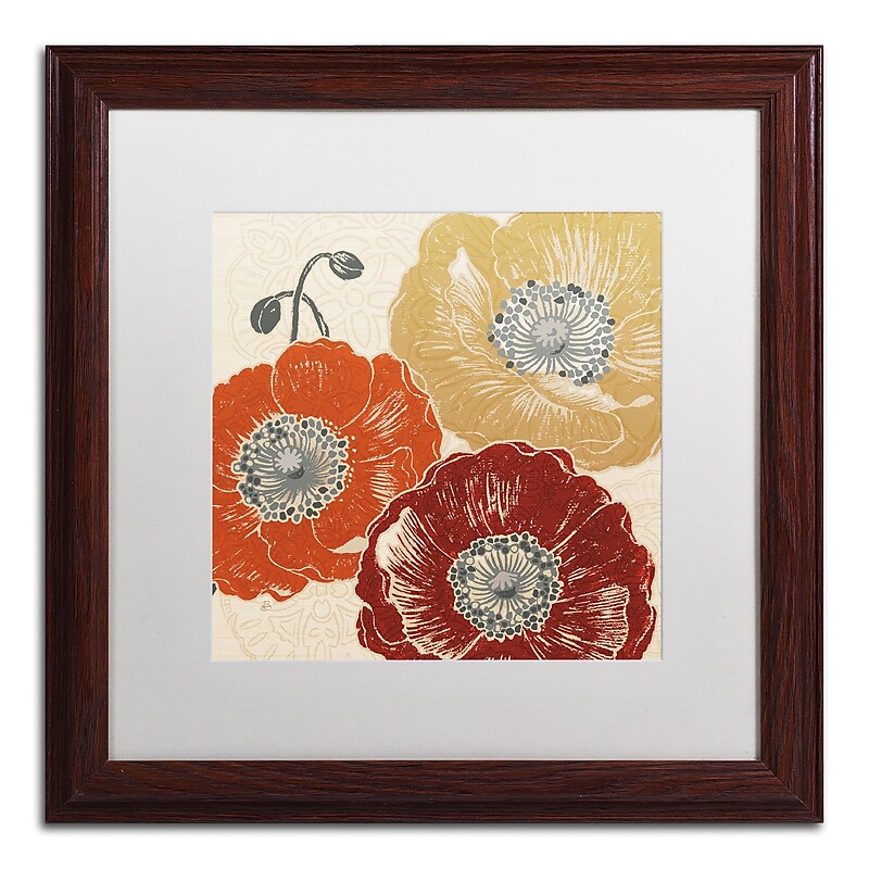 Trademark Daphne Brissonnet "A Poppy's Touch III" Art, White Matte W/Wood Frame, 16" x 16" image 1