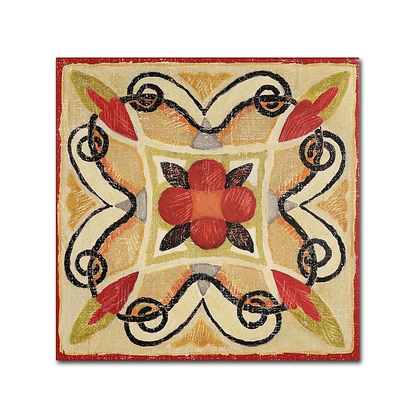 Trademark Daphne Brissonnet "Bohemian Rooster Tile Square I" Gallery-Wrapped Canvas Art, 24" x 24" image 1