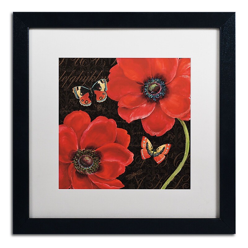 Trademark Daphne Brissonnet "Petals and Wings III" Art, White Matte W/Black Frame, 16" x 16" image 1