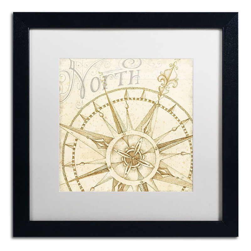 Trademark Daphne Brissonnet "Coast to Coast Sepia I" Art, White Matte W/Black Frame, 16" x 16" image 1