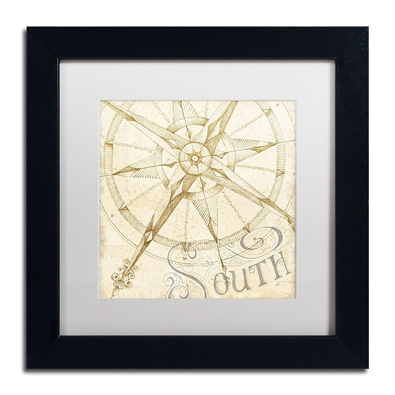 Trademark Daphne Brissonnet "Coast to Coast Sepia II" Art, White Matte W/Black Frame, 11" x 11" image 1