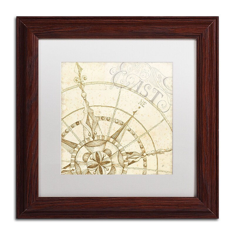 Trademark Daphne Brissonnet "Coast to Coast Sepia III" Art, White Matte W/Wood Frame, 11" x 11" image 1
