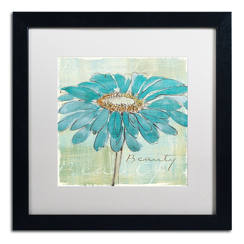 Trademark Chris Paschke "Spa Daisies I" Art, White Matte With Black Frame, 16" x 16" image 1