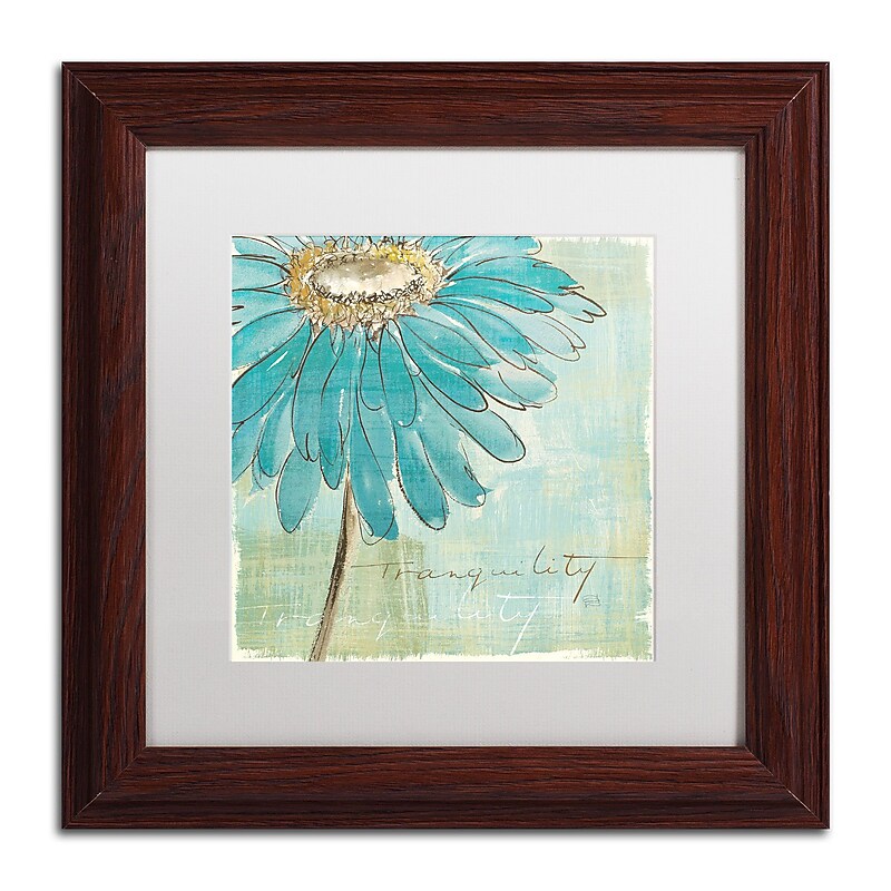 Trademark Chris Paschke "Spa Daisies III" Art, White Matte With Wood Frame, 11" x 11" image 1