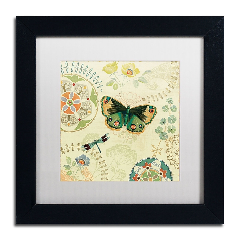 Trademark Daphne Brissonnet "Folk Floral II" Art, White Matte W/Black Frame, 11" x 11" image 1
