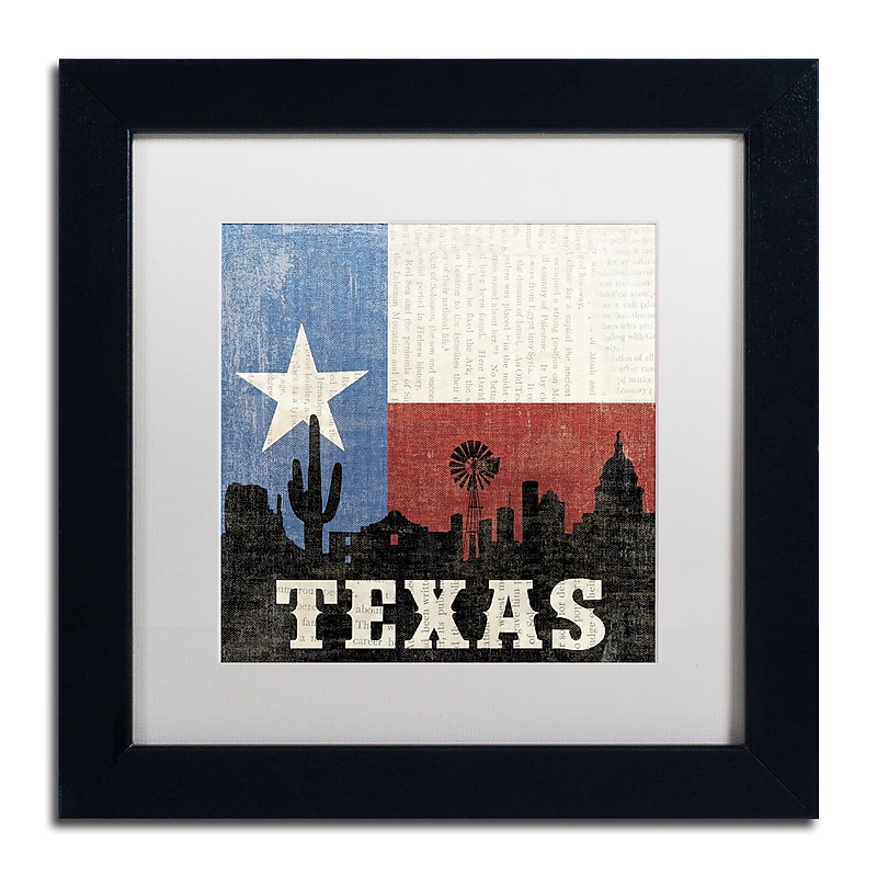 Trademark Moira Hershey "Texas" Art, White Matte With Black Frame, 11" x 11" image 1