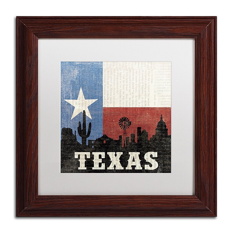 Trademark Moira Hershey "Texas" Art, White Matte With Wood Frame, 11" x 11" image 1