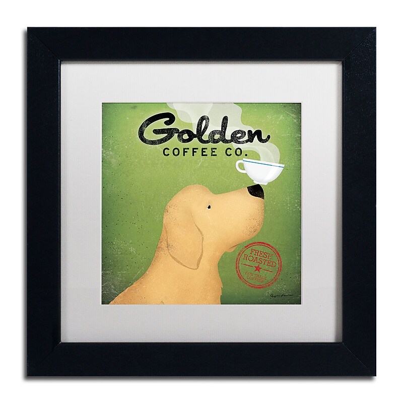 Trademark Ryan Fowler "Golden Coffee Co" Art, White Matte With Black Frame, 11" x 11" image 1